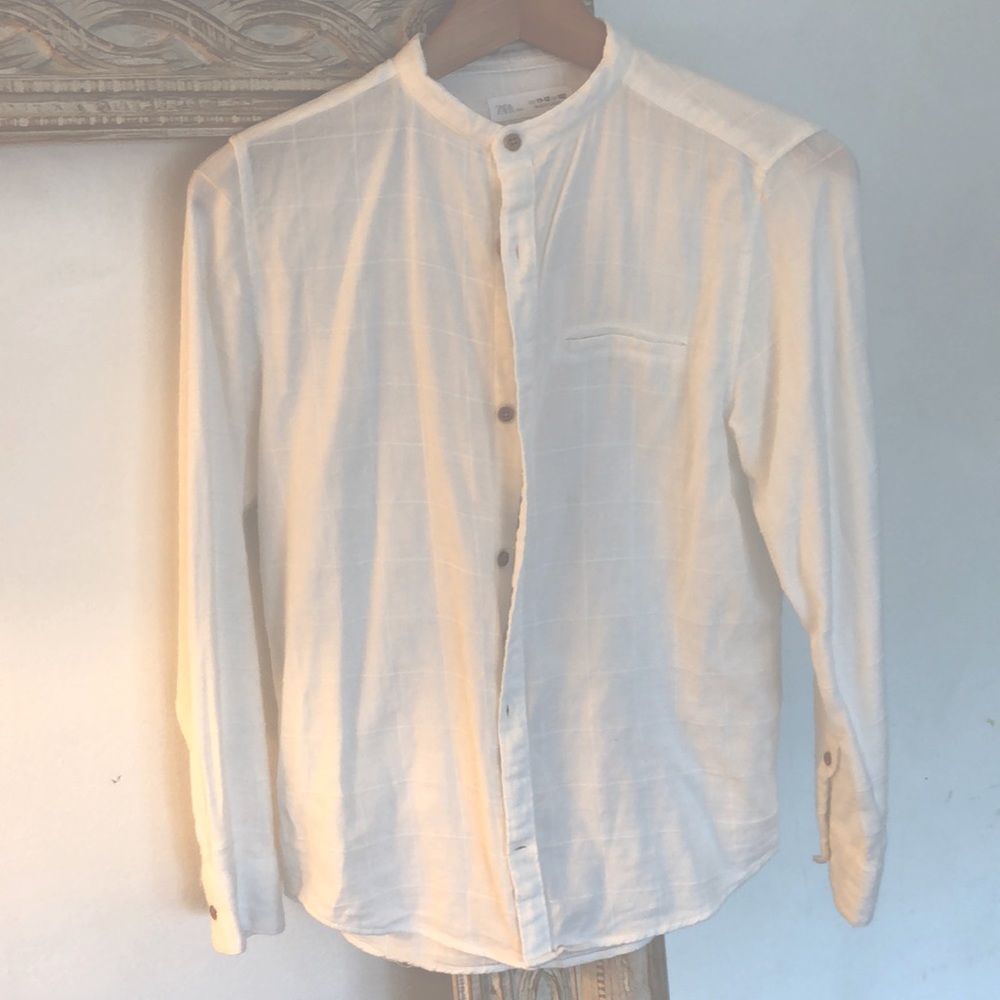 Zara kids white banded collar long sleeves